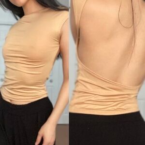 Stretchy Open Back Top Nude